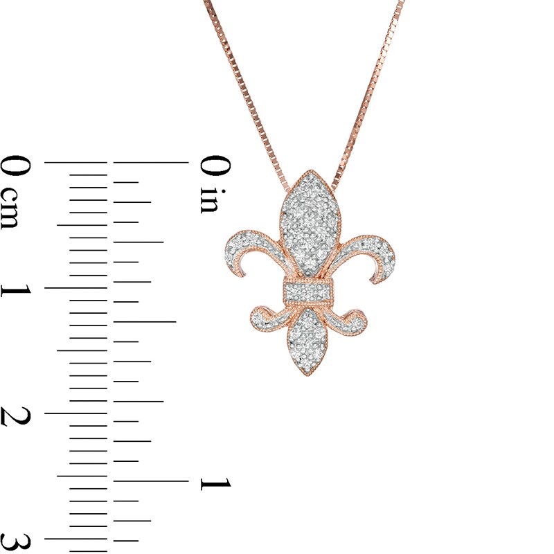 Main Image 3 of 1/8 CT. T.W. Diamond Fleur-De-Lis Pendant in 10K Rose Gold