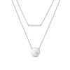 Thumbnail Image 0 of 1/15 CT. T.W. Diamond Bar and Disc with Star Double Strand Necklace in Sterling Silver - 20"