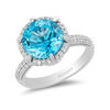 Enchanted Disney Aladdin 10.0mm Swiss Blue Topaz and 1/3 CT. T.w. Diamond Frame Ring in Sterling Silver and 10K Gold