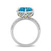 Thumbnail Image 3 of Enchanted Disney Aladdin 10.0mm Swiss Blue Topaz and 1/3 CT. T.W. Diamond Frame Ring in Sterling Silver and 10K Gold