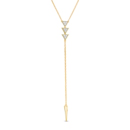1/10 CT. T.W. Diamond Triple Triangle "Y" Necklace in 10K Gold - 19.75"