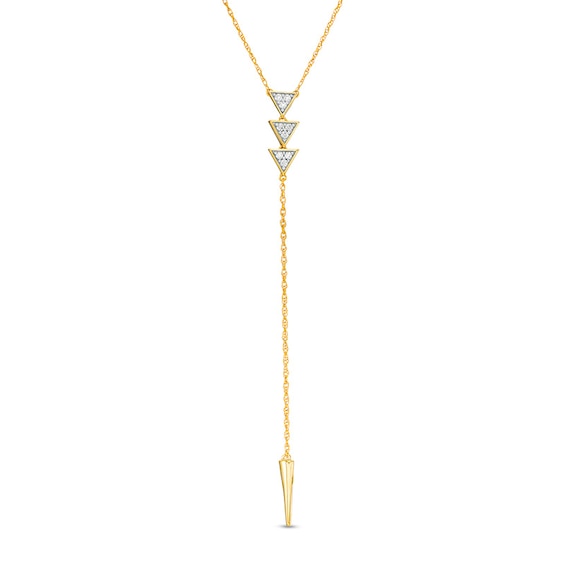 1/10 CT. T.w. Diamond Triple Triangle "Y" Necklace in 10K Gold - 19.75"