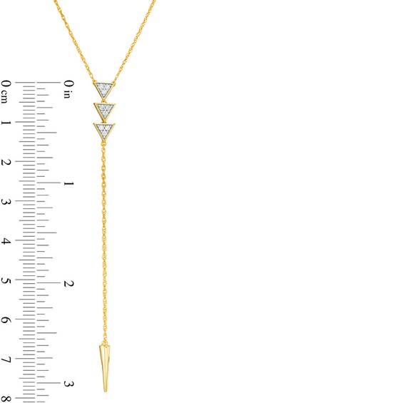 1/10 CT. T.w. Diamond Triple Triangle "Y" Necklace in 10K Gold - 19.75"