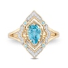 Thumbnail Image 2 of Enchanted Disney Aladdin Pear-Shaped Swiss Blue Topaz and 1/10 CT. T.W. Diamond Arabesque Frame Ring in 10K Gold
