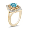 Thumbnail Image 3 of Enchanted Disney Aladdin Pear-Shaped Swiss Blue Topaz and 1/10 CT. T.W. Diamond Arabesque Frame Ring in 10K Gold