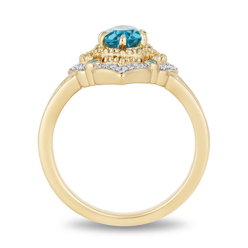 Enchanted Disney Aladdin Pear-Shaped Swiss Blue Topaz and 1/10 CT