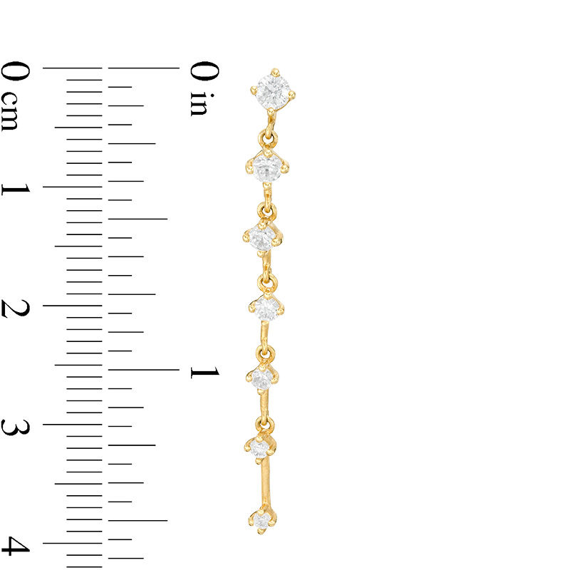 Main Image 3 of 3/4 CT. T.W. Diamond Linear Drop Earrings in 10K Gold