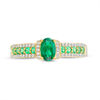 Thumbnail Image 4 of Oval Emerald and 1/10 CT. T.W. Diamond Collar Ring in 10K Gold