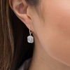 Thumbnail Image 1 of Emerald-Cut Aquamarine and 1/3 CT. T.W. Diamond Double Octagon Frame Drop Earrings in 10K White Gold