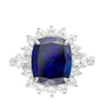 Thumbnail Image 3 of Elongated Cushion-Cut Lab-Created Blue and White Sapphire Flower Frame Ring in Sterling Silver