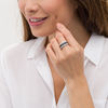 Thumbnail Image 2 of Marquise Black Spinel and Lab-Created White Sapphire Triple Row Crown Ring in Sterling Silver