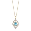 Thumbnail Image 1 of Enchanted Disney Aladdin Pear-Shaped Swiss Blue Topaz and 1/15 CT. T.W. Diamond Arabesque Frame Pendant in 10K Gold