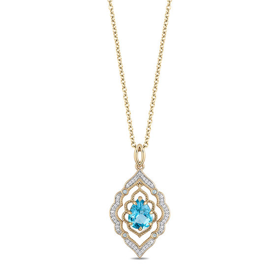 Enchanted Disney Aladdin Pear-Shaped Swiss Blue Topaz and 1/15 CT
