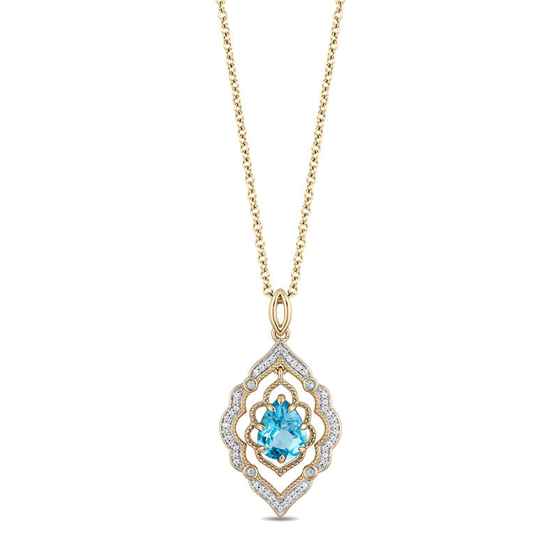 Enchanted Disney Aladdin Pear-Shaped Swiss Blue Topaz and 1/15 CT