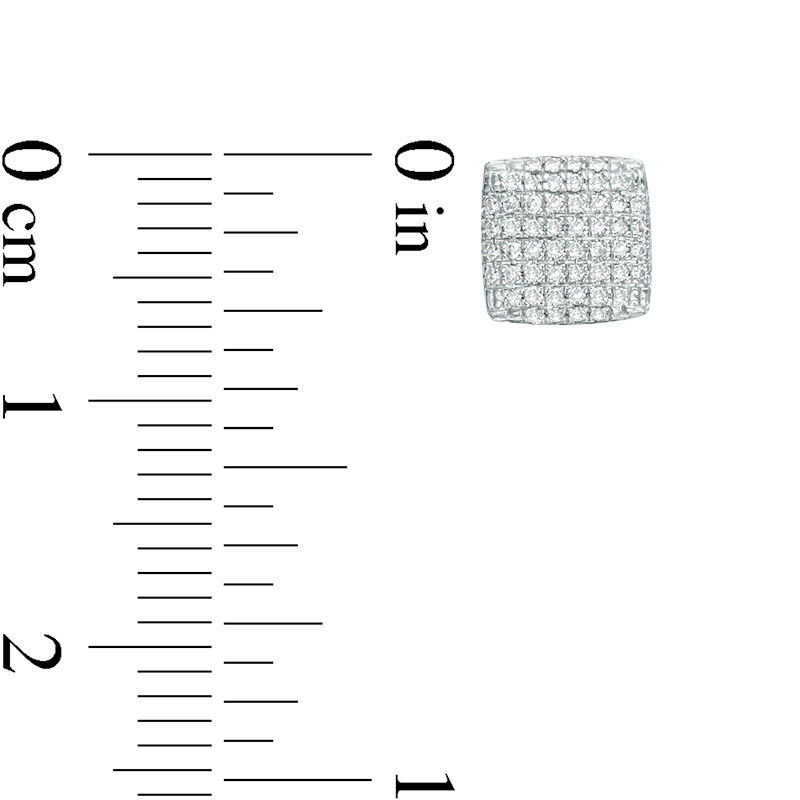 Main Image 3 of 1/5 CT. T.W. Composite Diamond Square Button Earrings in 10K White Gold