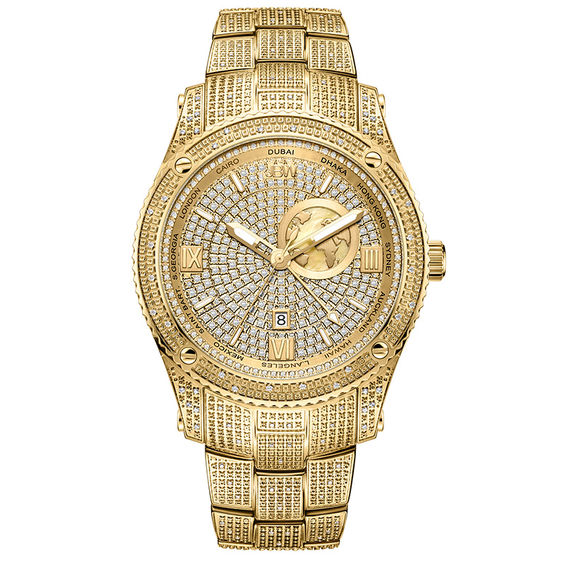 Men's JBW Jet Setter 1 CT. T.W. Diamond 18K Gold Plate Watch (Model ...