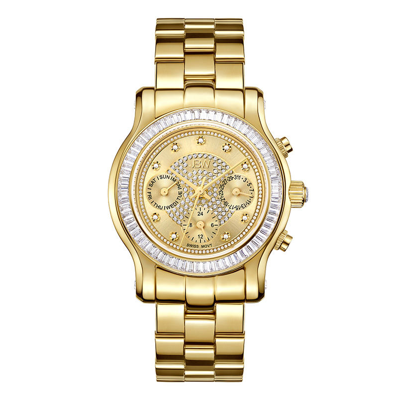 Main Image 1 of Ladies' JBW Laurel 1/10 CT. T.W Diamond and Crystal Accent 18K Gold Plate Watch (Model: J6330A)