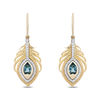 Thumbnail Image 1 of Enchanted Disney Jasmine Oval Swiss Blue Topaz and 1/5 CT. T.W. Diamond Palm Drop Earrings in 10K Gold