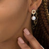 Thumbnail Image 2 of 8.0-9.0mm Freshwater Cultured Pearl Open Circle Drop Earrings in Sterling Silver with 14K Gold Plate