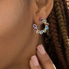 Thumbnail Image 2 of Pear-Shaped Multi-Gemstone Slant Open Circle Stud Earrings in Sterling Silver