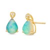 Thumbnail Image 1 of Pear-Shaped Opal and Diamond Accent Trio Stud Earrings in 10K Gold