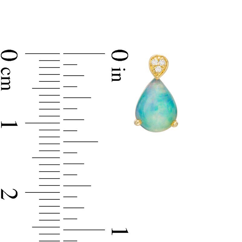 Main Image 3 of Pear-Shaped Opal and Diamond Accent Trio Stud Earrings in 10K Gold