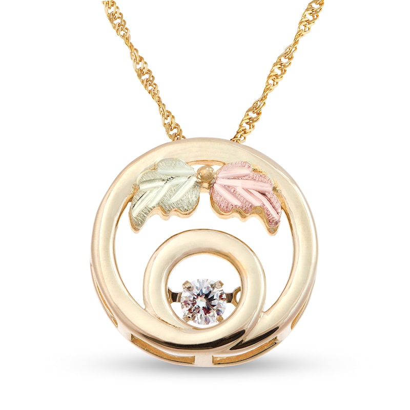 Main Image 1 of Black Hills Gold 0.09 CT. Diamond Solitaire Circle Outline Pendant