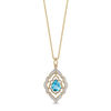 Thumbnail Image 0 of Enchanted Disney Aladdin Pear-Shaped Swiss Blue Topaz and 1/15 CT. T.W. Diamond Arabesque Frame Pendant in 10K Gold