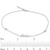 Thumbnail Image 4 of 1/20 CT. T.W. Diamond &quot;Love&quot; with Hearts Station Anklet in Sterling Silver and 10K Rose Gold Plate - 10&quot;