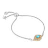 Thumbnail Image 1 of Enchanted Disney Aladdin Oval Swiss Blue Topaz and 1/15 CT. T.W. Diamond Bolo Bracelet in Sterling Silver and 10K Gold