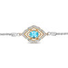 Thumbnail Image 2 of Enchanted Disney Aladdin Oval Swiss Blue Topaz and 1/15 CT. T.W. Diamond Bolo Bracelet in Sterling Silver and 10K Gold
