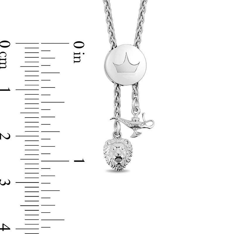 Main Image 3 of Enchanted Disney Aladdin Oval Swiss Blue Topaz and 1/15 CT. T.W. Diamond Bolo Bracelet in Sterling Silver and 10K Gold