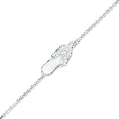 Sterling Silver Ankle Bracelet Flip Flop Charms Sterling Silver Ankle Bracelet Flip Flop Charms