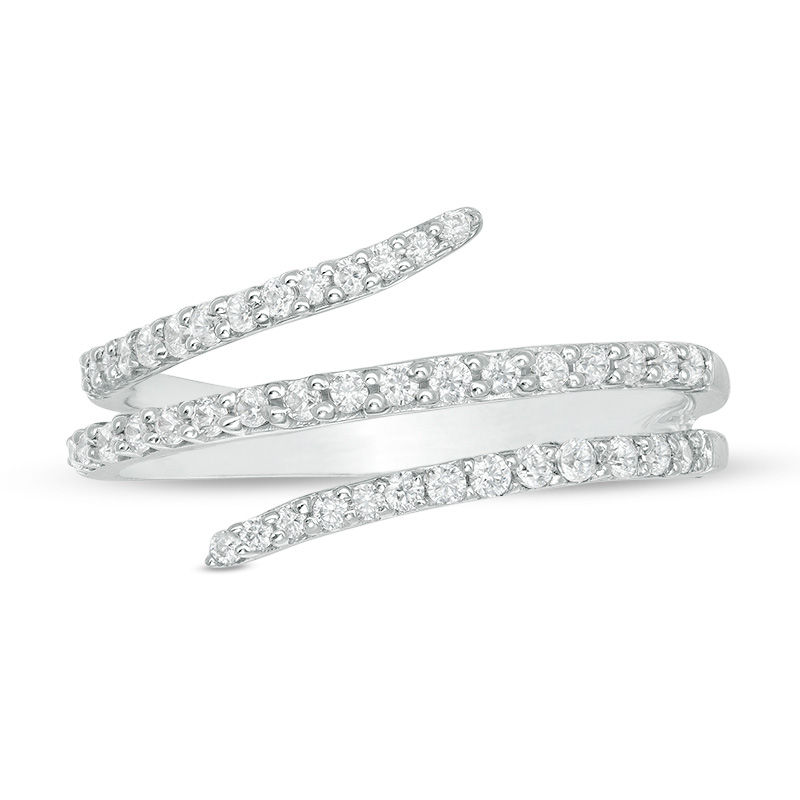 Main Image 4 of 1/3 CT. T.W. Diamond Multi-Row Wrap Ring in Sterling Silver