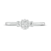 Thumbnail Image 4 of 1/2 CT. T.W. Oval and Round Diamond Three Stone Engagement Ring in 14K White Gold
