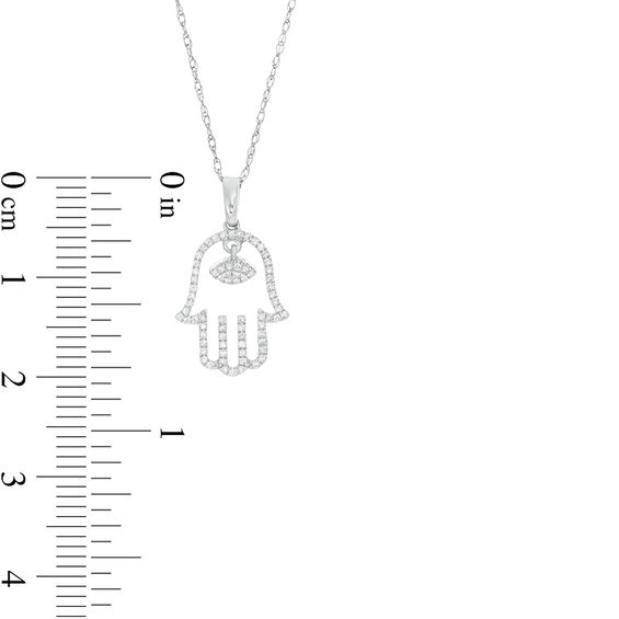 1/6 CT. T.w. Diamond Hamsa Pendant in 10K White Gold