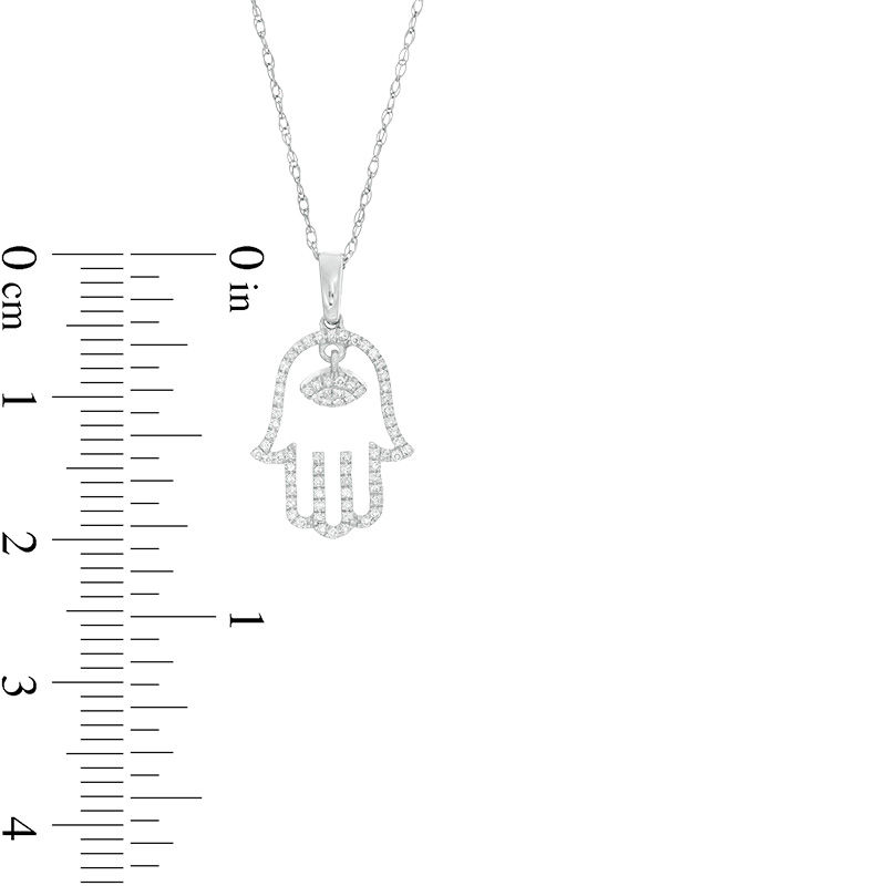 Main Image 2 of 1/6 CT. T.W. Diamond Hamsa Pendant in 10K White Gold