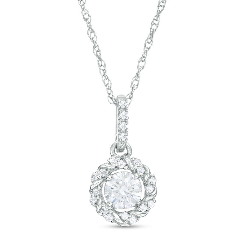 Main Image 1 of 1/4 CT. T.W. Diamond Twist Frame Pendant in 10K White Gold