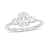 Thumbnail Image 1 of 1-1/4 CT. T.W. Oval and Round Diamond Three Stone Engagement Ring in 14K White Gold