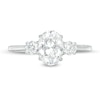 Thumbnail Image 4 of 1-1/4 CT. T.W. Oval and Round Diamond Three Stone Engagement Ring in 14K White Gold