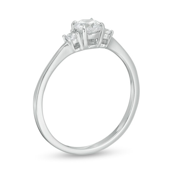 1/2 CT. T.w. Diamond Three Stone Engagement Ring in 14K White Gold