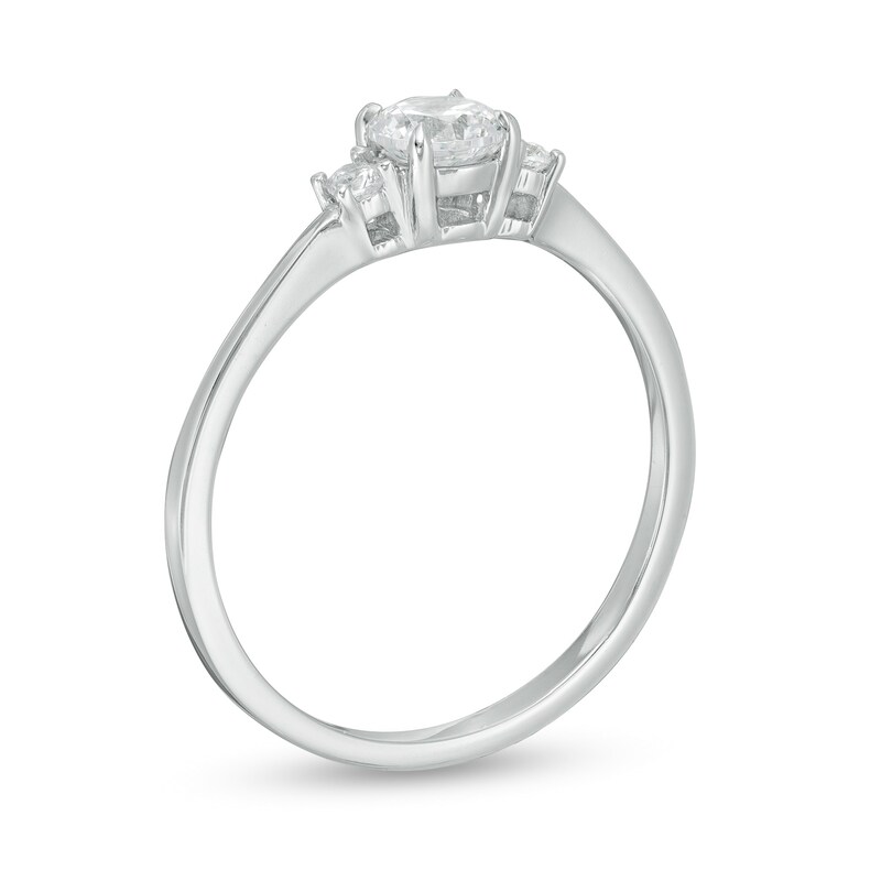 Main Image 3 of 1/2 CT. T.W. Diamond Three Stone Engagement Ring in 14K White Gold