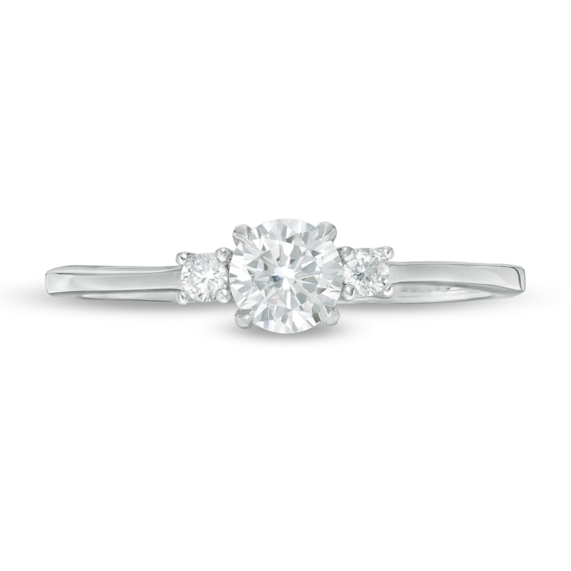 Main Image 4 of 1/2 CT. T.W. Diamond Three Stone Engagement Ring in 14K White Gold