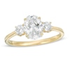 Thumbnail Image 0 of 1-1/4 CT. T.W. Oval and Round Diamond Three Stone Engagement Ring in 14K Gold