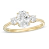 Thumbnail Image 1 of 1-1/4 CT. T.W. Oval and Round Diamond Three Stone Engagement Ring in 14K Gold