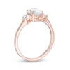 Thumbnail Image 3 of 1-1/4 CT. T.W. Oval and Round Diamond Three Stone Engagement Ring in 14K Rose Gold