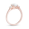 Thumbnail Image 2 of 1-1/4 CT. T.W. Oval and Round Diamond Three Stone Engagement Ring in 14K Rose Gold