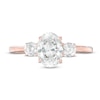 Thumbnail Image 4 of 1-1/4 CT. T.W. Oval and Round Diamond Three Stone Engagement Ring in 14K Rose Gold