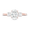 Thumbnail Image 3 of 1-1/4 CT. T.W. Oval and Round Diamond Three Stone Engagement Ring in 14K Rose Gold