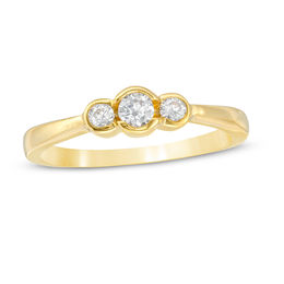 1/4 CT. T.W. Diamond Bezel Frame Three Stone Promise Ring in 10K Gold